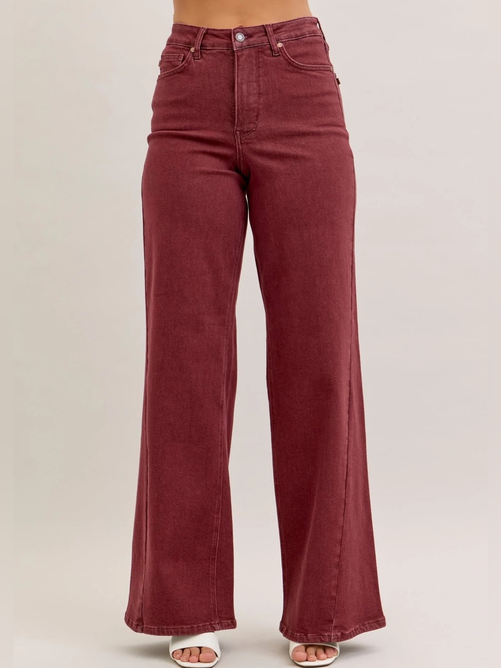 NWT Burgundy Judy Blue Retro Wide Leg Jeans